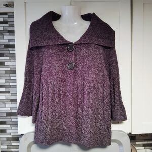 Cato Purple Cardigan Button Sweater 3/4 Sleeves Sz-L